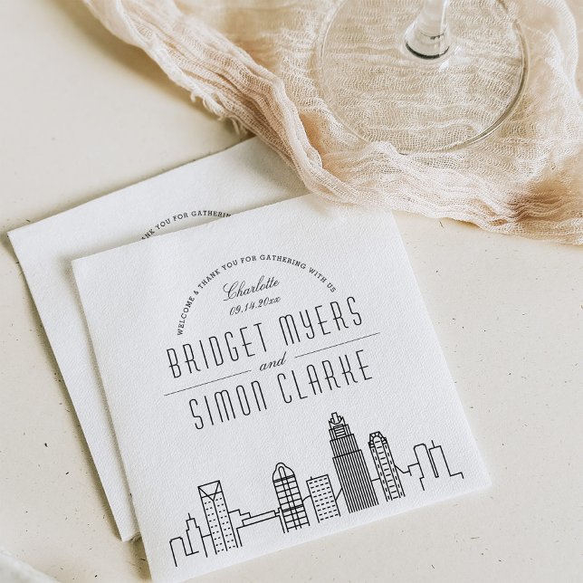 Charlotte Deco Skyline | Wedding Event Napkins (Creator Uploaded)