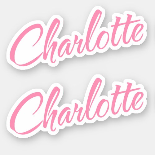 Charlotte Decorative Name in Pink x2 Sticker