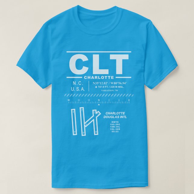 Charlotte Douglas Int'l Airport CLT T-Shirt (Design Front)
