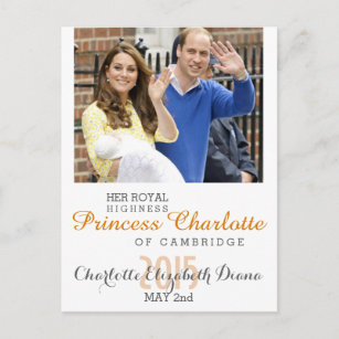Charlotte Elizabeth Diana - British Will Kate Postcard