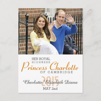 Charlotte Elizabeth Diana - British Will Kate Postcard