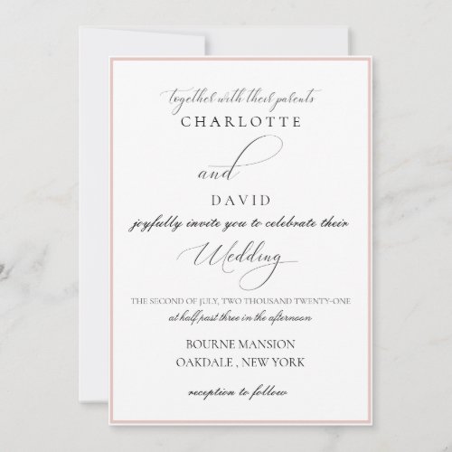 Charlotte F  Black CalligrTypography Wedding  Invitation