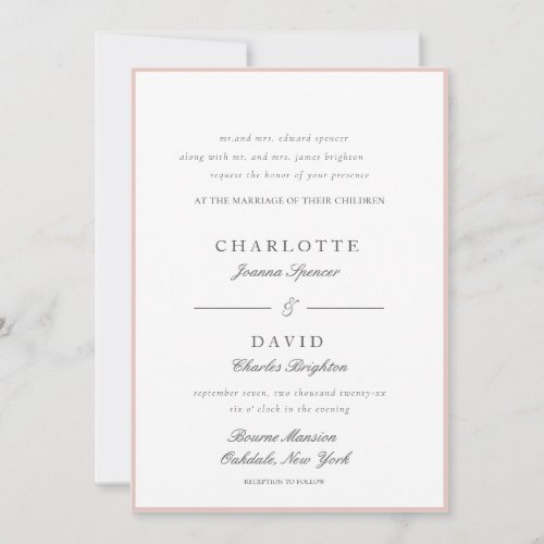 Charlotte F  Blush Traditional Wedding Invitation