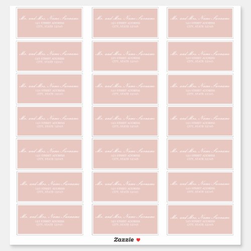 Charlotte F  Blush Wedding Guest Address Labels