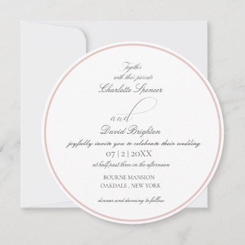 Charlotte F  Elegant Circle Grey Wedding  Invitation