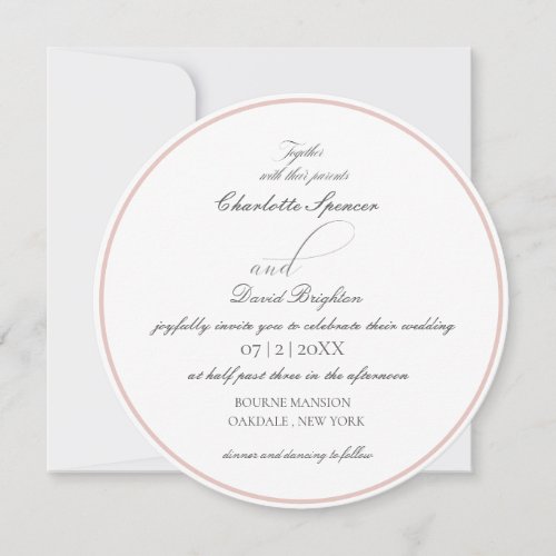 Charlotte F  Elegant Circle Grey Wedding Invitation