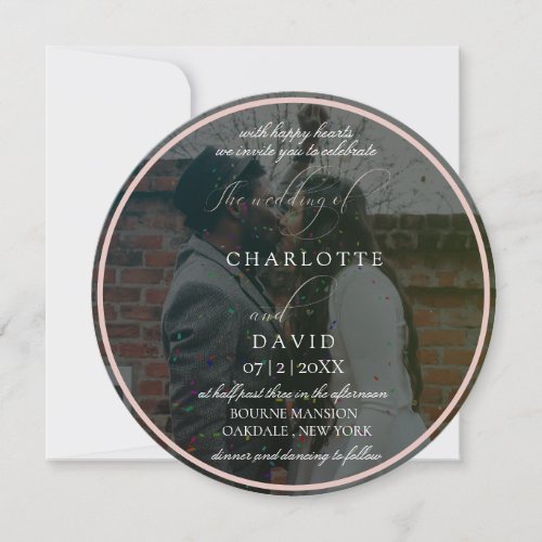 Charlotte F  Elegant Circle Photo Wedding ation Invitation