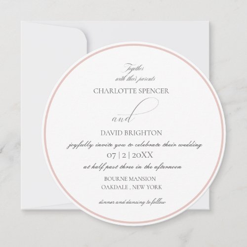 Charlotte F  Elegant Grey Circle Wedding Invitation