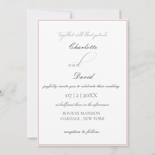 Charlotte F  Grey Calligraphy  Casual Invitation
