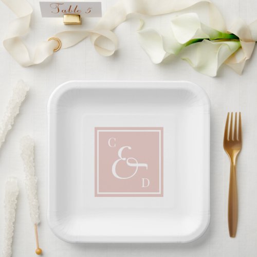 Charlotte F Monogram Blush Paper Plates 9