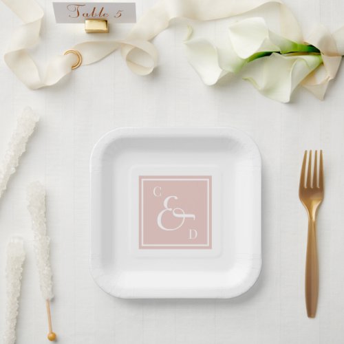 Charlotte F Monogram Wedd Square Paper Plates 7