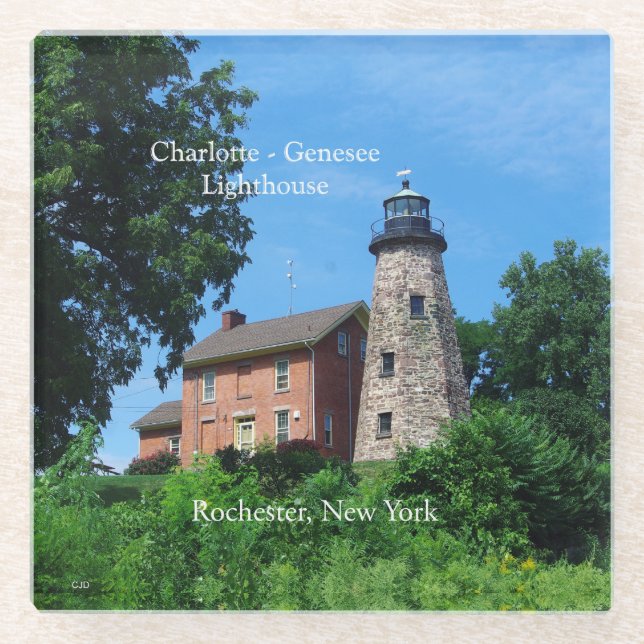 Charlotte - Genesee Lighthouse glass coaster (Front)