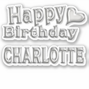 Charlotte Happy Birthday silver sticker decal