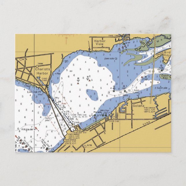 Charlotte Harbor, Florida Nautical Chart Postcard (Front)
