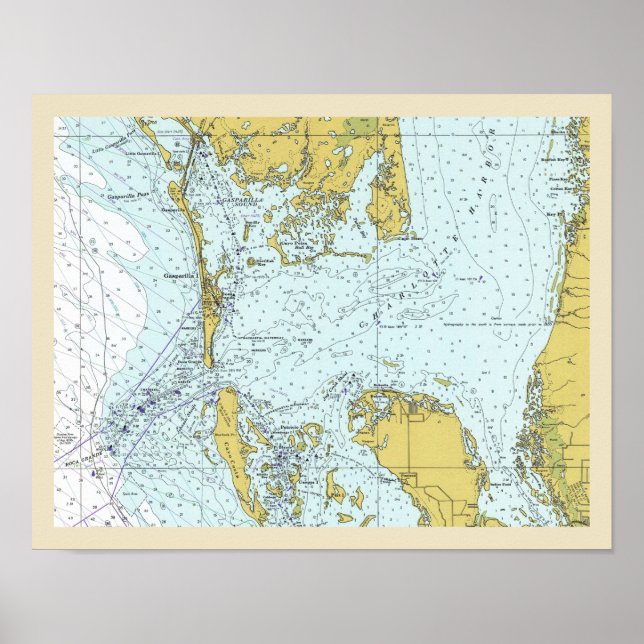 Charlotte Harbor Florida Nautical Map Poster (Front)
