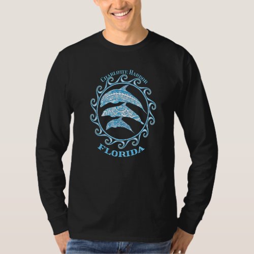 Charlotte Harbor Florida Tribal Dolphins Ocean Ani T_Shirt