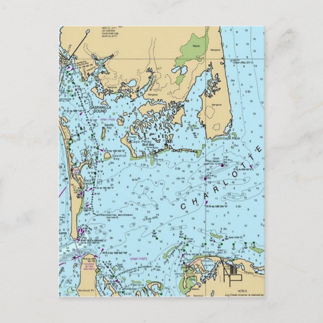  Charlotte Harbor Florida Vintage Map Postcard (Front)