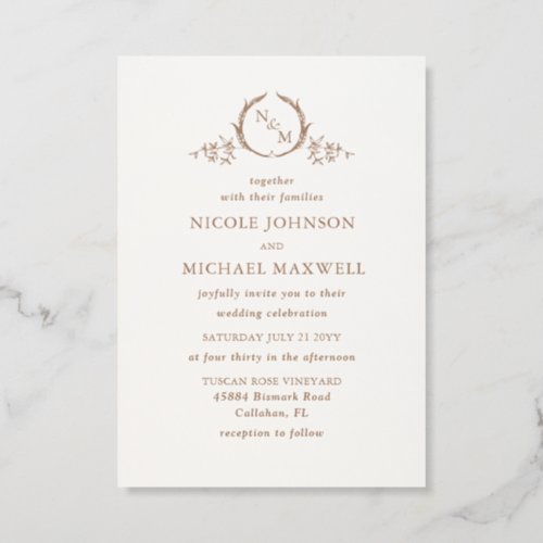 Charlotte Heirloom Monogram Letterpress Wedding Invitation