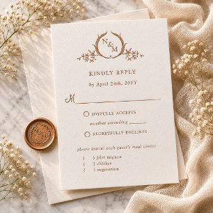 Charlotte Heirloom with Meal Choices Letterpress RSVP Cards
