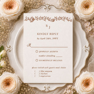 Charlotte Heirloom with Meal Choices Letterpress RSVP Cards
