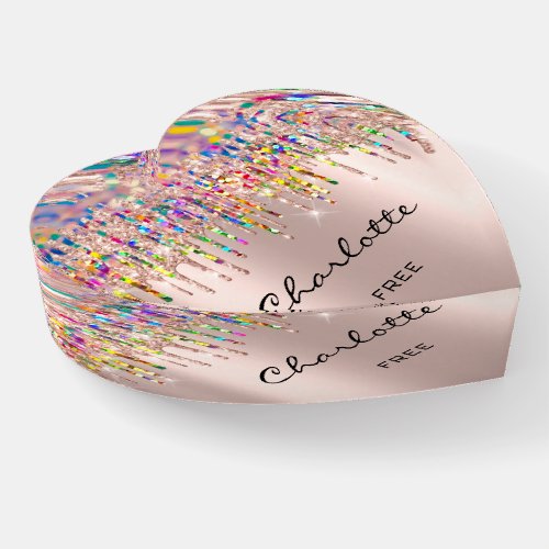 Charlotte Holograph  Rainbow Valentine Gift Drips Paperweight