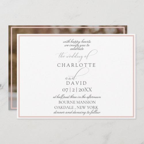 Charlotte   Horizontal Photo on The Back Wedding  Invitation