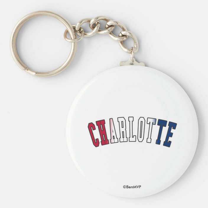 Charlotte in North Carolina State Flag Colors Keychain