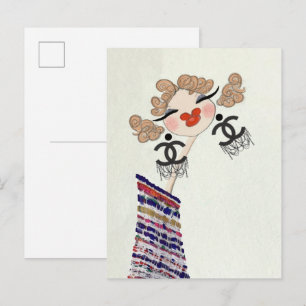 Charlotte Is Happy Glam Fashion Art Postcard