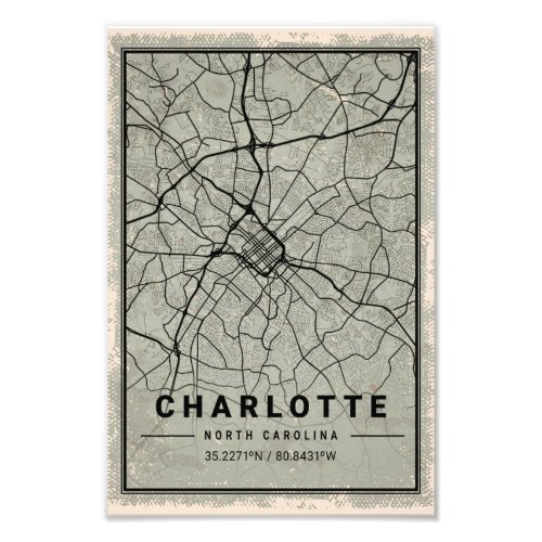 charlotte map print poster canvas South carolina