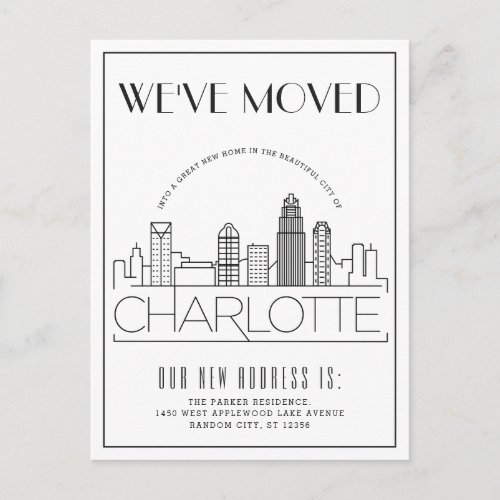 Charlotte Modern Deco  Change of Address Announcement Postcard