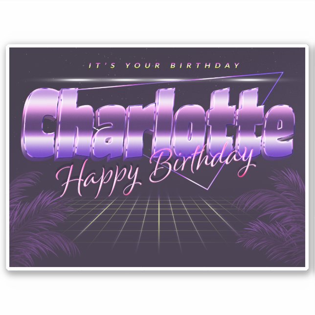 Charlotte Name First name retro Sticker Birthday (Front)