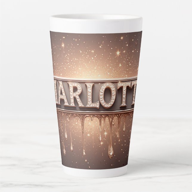 Charlotte Name in Dripping Gold Latte Mug (Front)