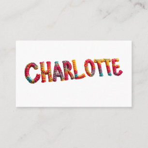 Charlotte Name in Vibrant Crochet Pattern Business Card