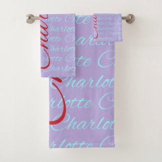 Charlotte Name Pattern Design Bath Towel Set
