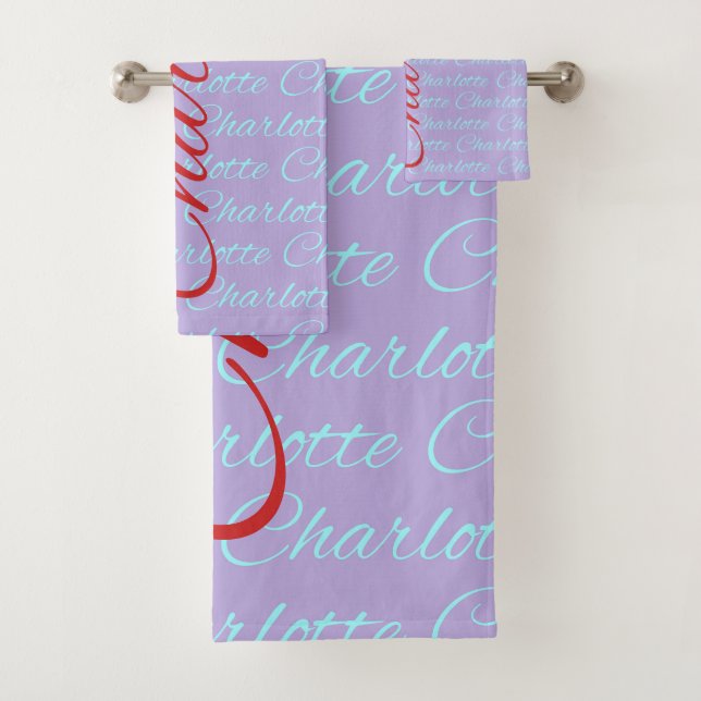 Charlotte Name Pattern Design Bath Towel Set (Insitu)