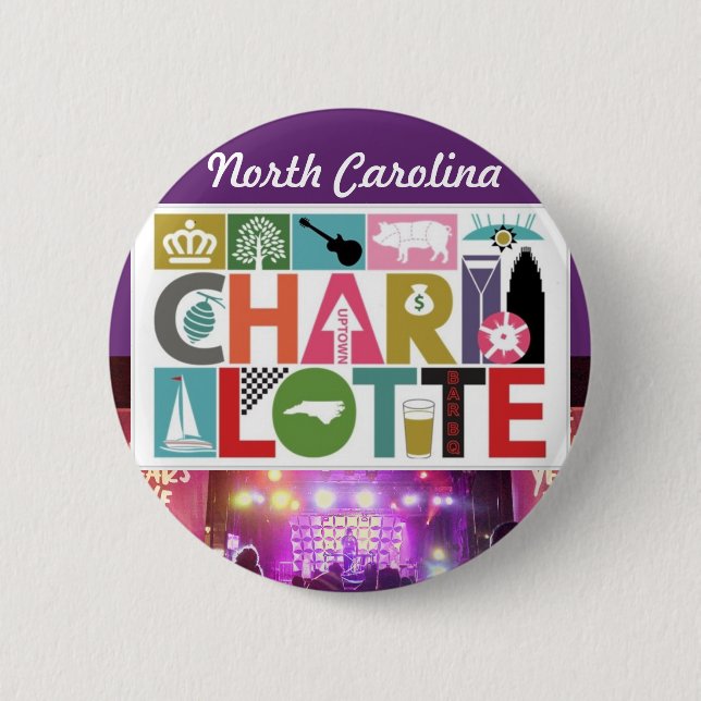 Charlotte NC North Carolina Round Magnet Button (Front)
