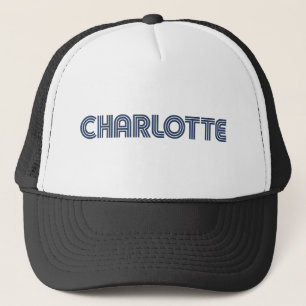 Charlotte NC Retro Line Text Design – Minimalist Trucker Hat