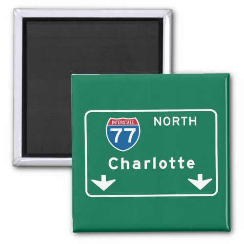 Charlotte NC Road Sign Magnet