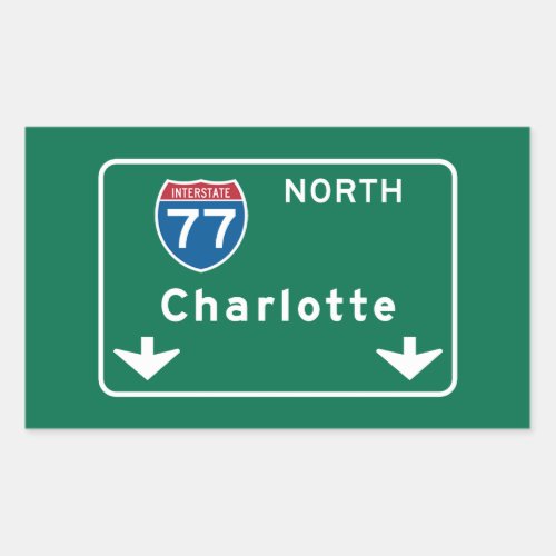 Charlotte NC Road Sign Rectangular Sticker