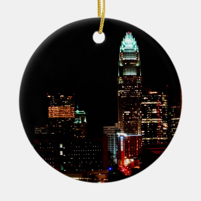 Charlotte NC Skyline Ceramic Ornament (Front)