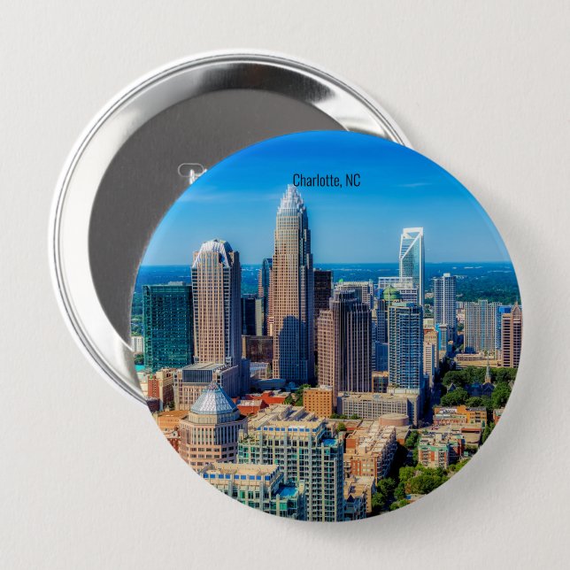 Charlotte, NC skyline photograph Button (Front & Back)