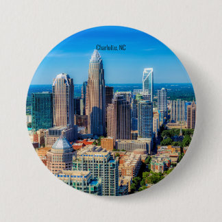 Charlotte, NC skyline photograph Button