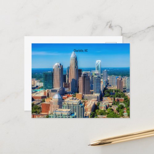 Charlotte NC skyline photograph Postcard