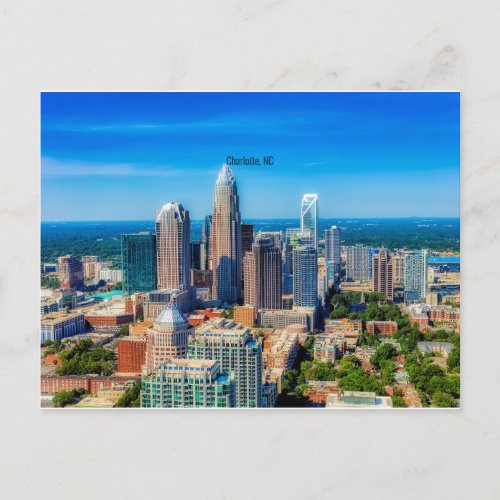 Charlotte NC skyline photograph Postcard