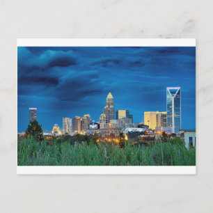 charlotte nc skyline postcard