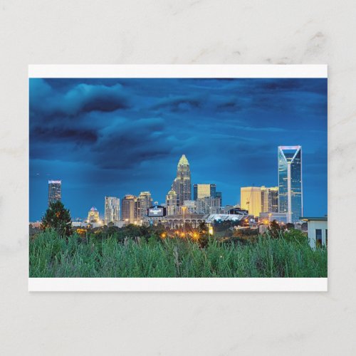 charlotte nc skyline postcard