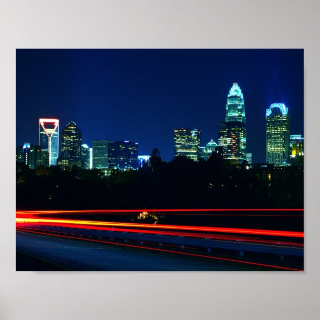 Charlotte NC Skyline Poster (Front)