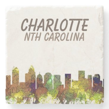 Charlotte NC Skyline SG Safari Buff Stone Coaster Charlotte NC Skyline SG Safari Buff Stone Coaster