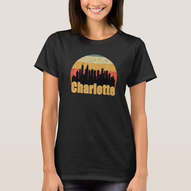 Charlotte Nc Skyline Silhouette Sunset I Love Char T-Shirt (Front)