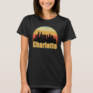 Charlotte Nc Skyline Silhouette Sunset I Love Char T-Shirt